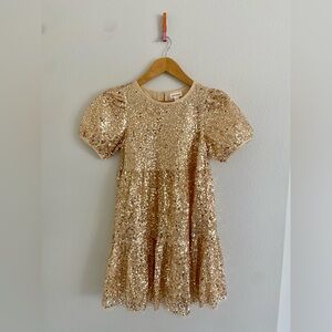 Girls Sequin Short Sleeve Dresss